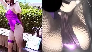 再生 コンイベント後の紫バニーコスプレ